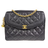 CHANEL 1991-1994 Pocket Camera Bag Large Black Caviar