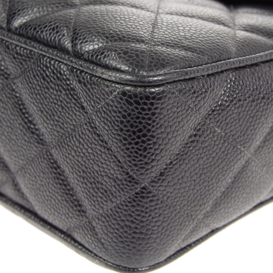 CHANEL 1991-1994 Pocket Camera Bag Large Black Caviar