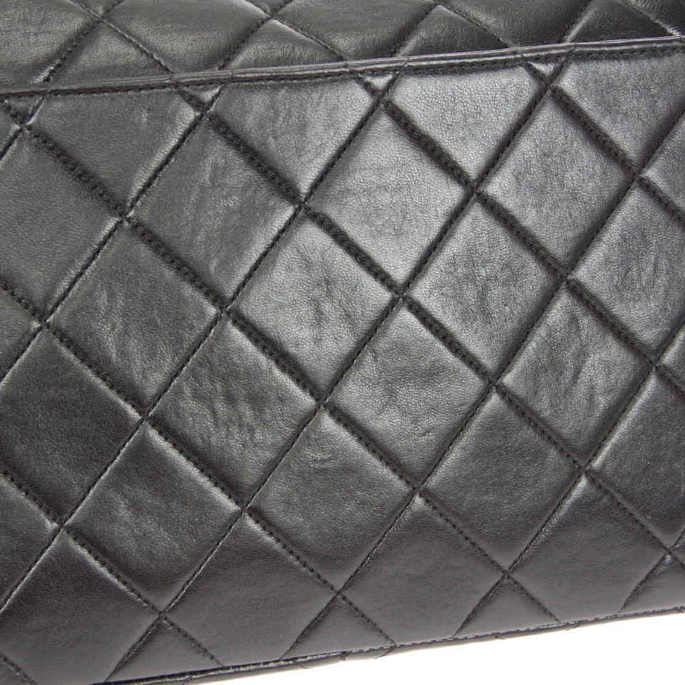CHANEL 1996-1997 Border Flap Medium Black Lambskin