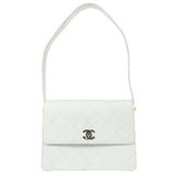 CHANEL 1998 Flap Shoulder Bag Small White Calfskin