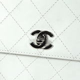 CHANEL 1998 Flap Shoulder Bag Small White Calfskin