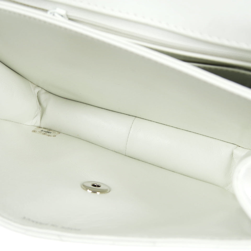 CHANEL 1998 Flap Shoulder Bag Small White Calfskin