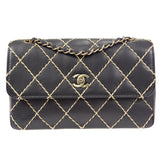 CHANEL 2000-2001 Wild Stitch Straight Flap Medium Black Calf