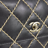 CHANEL 2000-2001 Wild Stitch Straight Flap Medium Black Calf