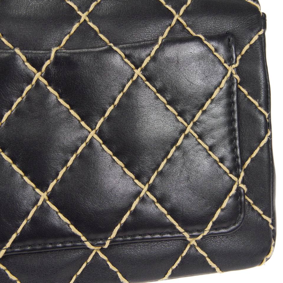 CHANEL 2000-2001 Wild Stitch Straight Flap Medium Black Calf