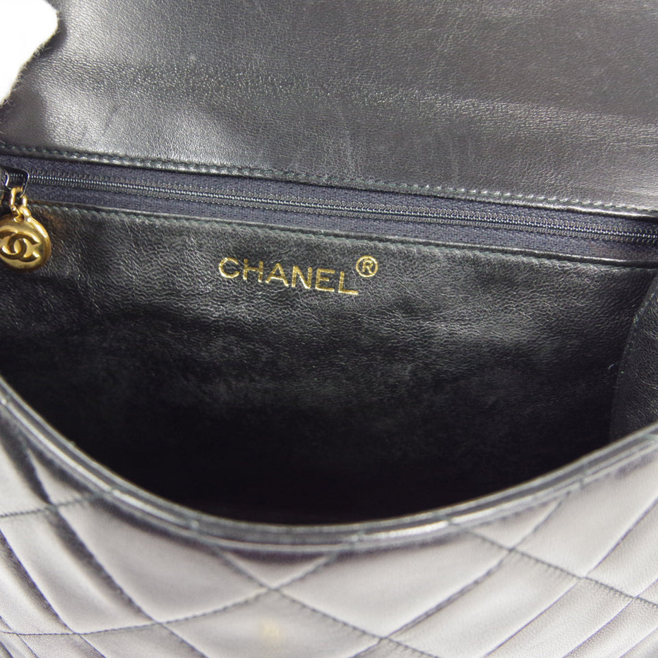 CHANEL Braided Shoulder Bag Black Lambskin