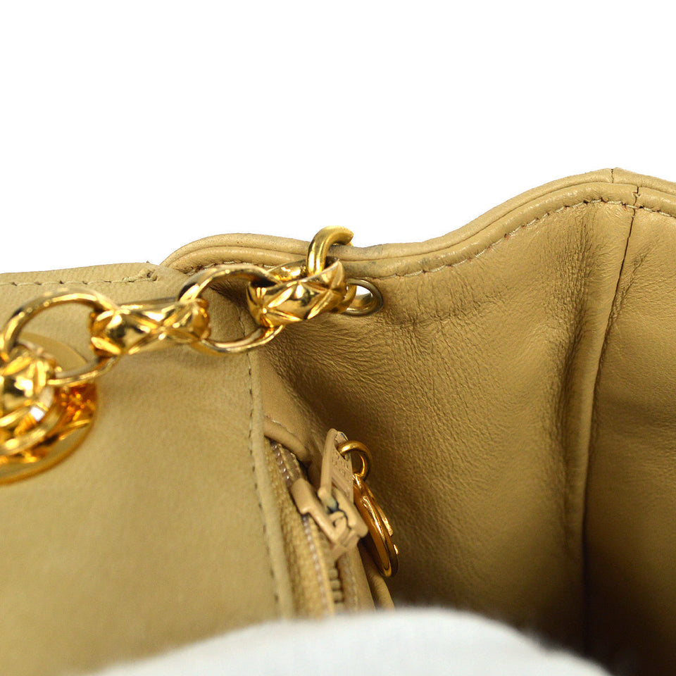 CHANEL Mademoiselle Bijou Chain Shoulder Bag Beige Lambskin