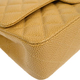CHANEL 2001-2003 Classic Double Flap Medium Beige Caviar