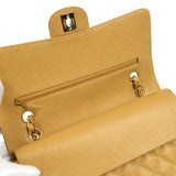 CHANEL 2001-2003 Classic Double Flap Medium Beige Caviar