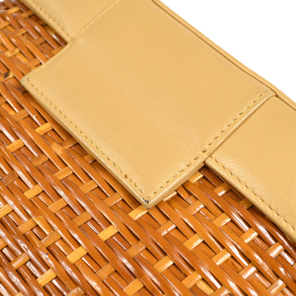 CHANEL Chain Basket Shoulder Bag Beige Straw
