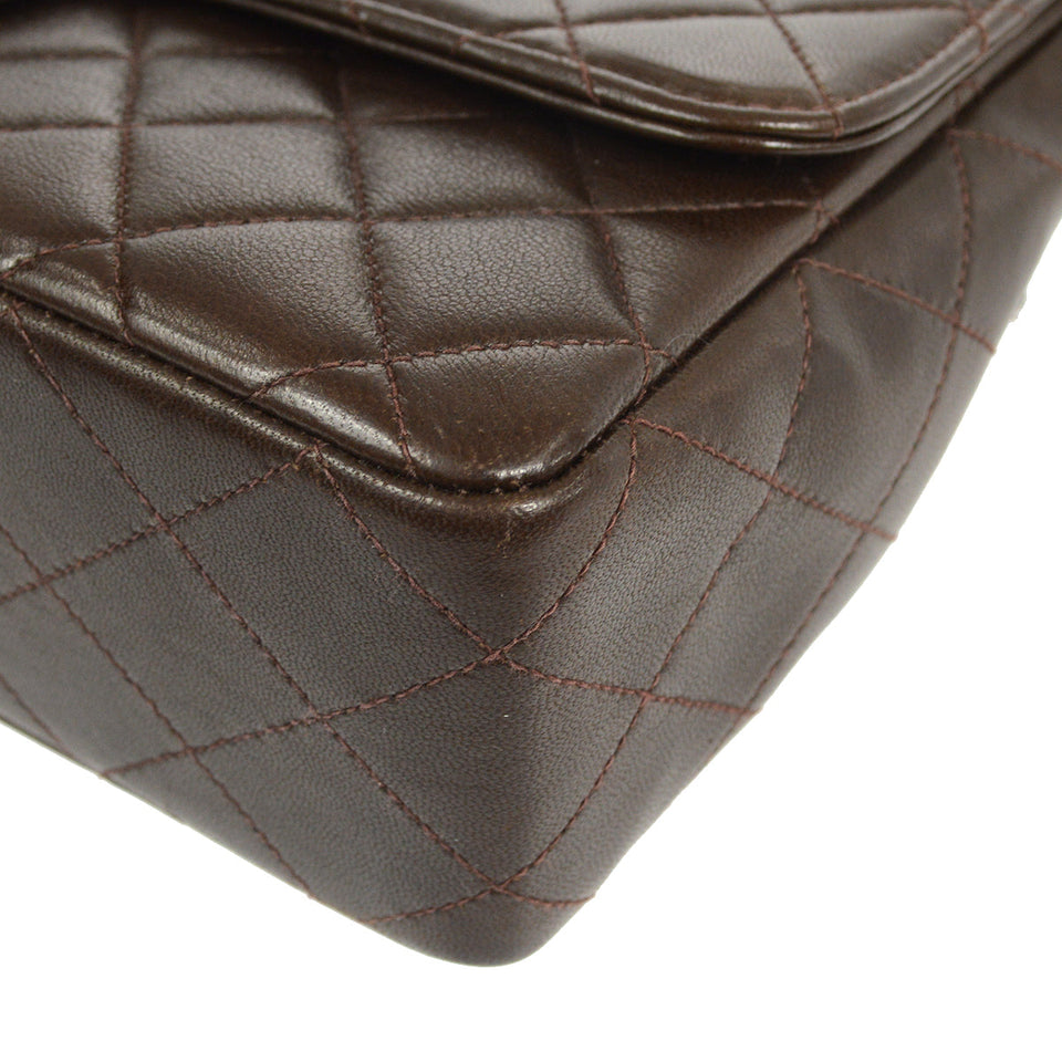 CHANEL Classic Single Flap 2 in 1 Handbag Set Brown Lambskin