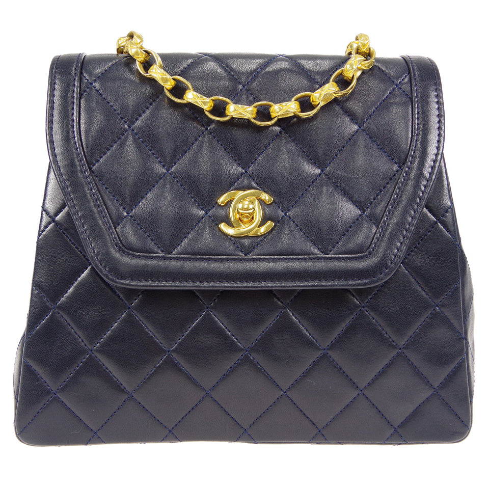 CHANEL Bijou Chain Shoulder Bag Navy Lambskin