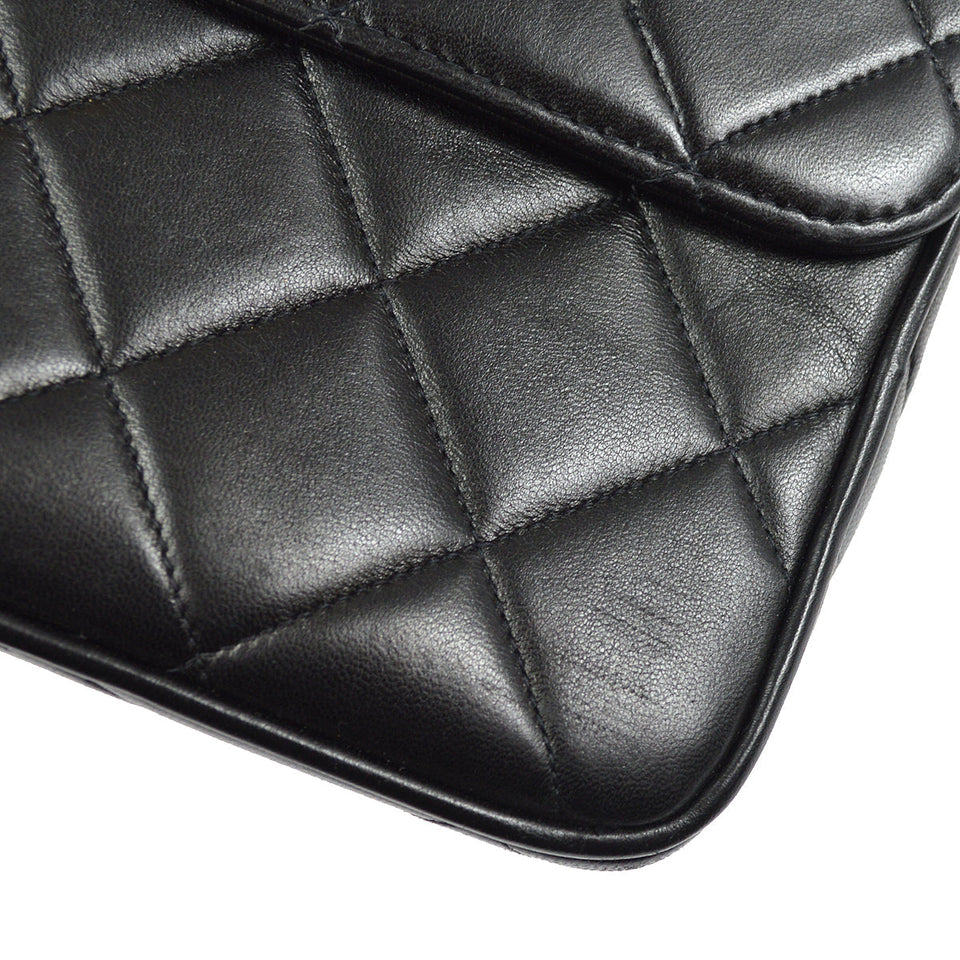 CHANEL Chain Shoulder Bag Black Lambskin