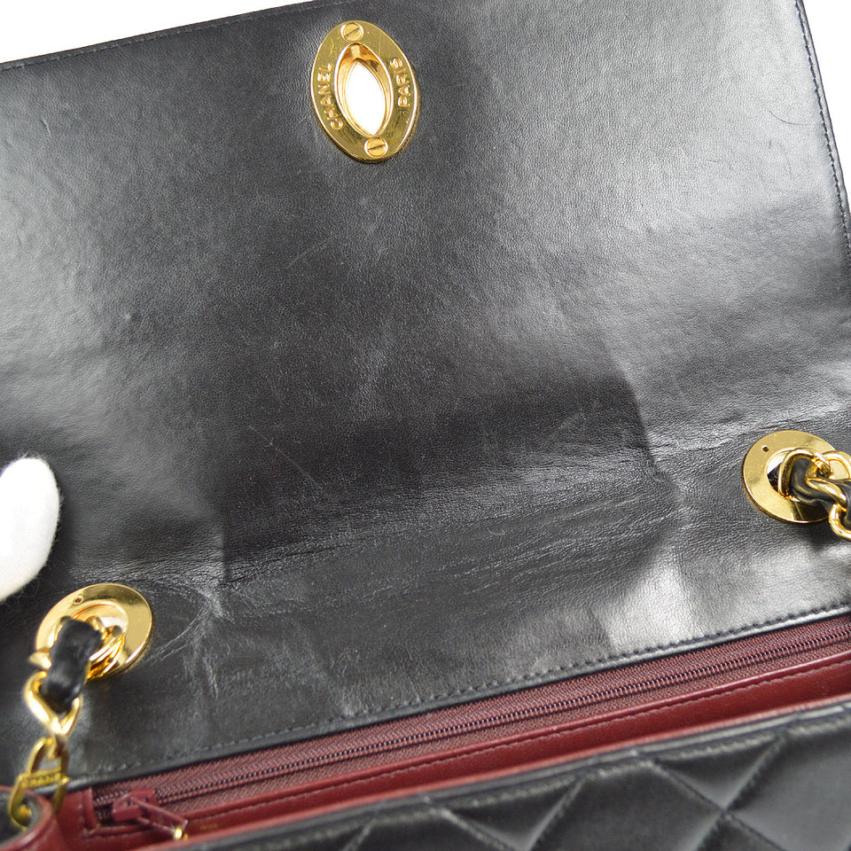 CHANEL Chain Shoulder Bag Black Lambskin