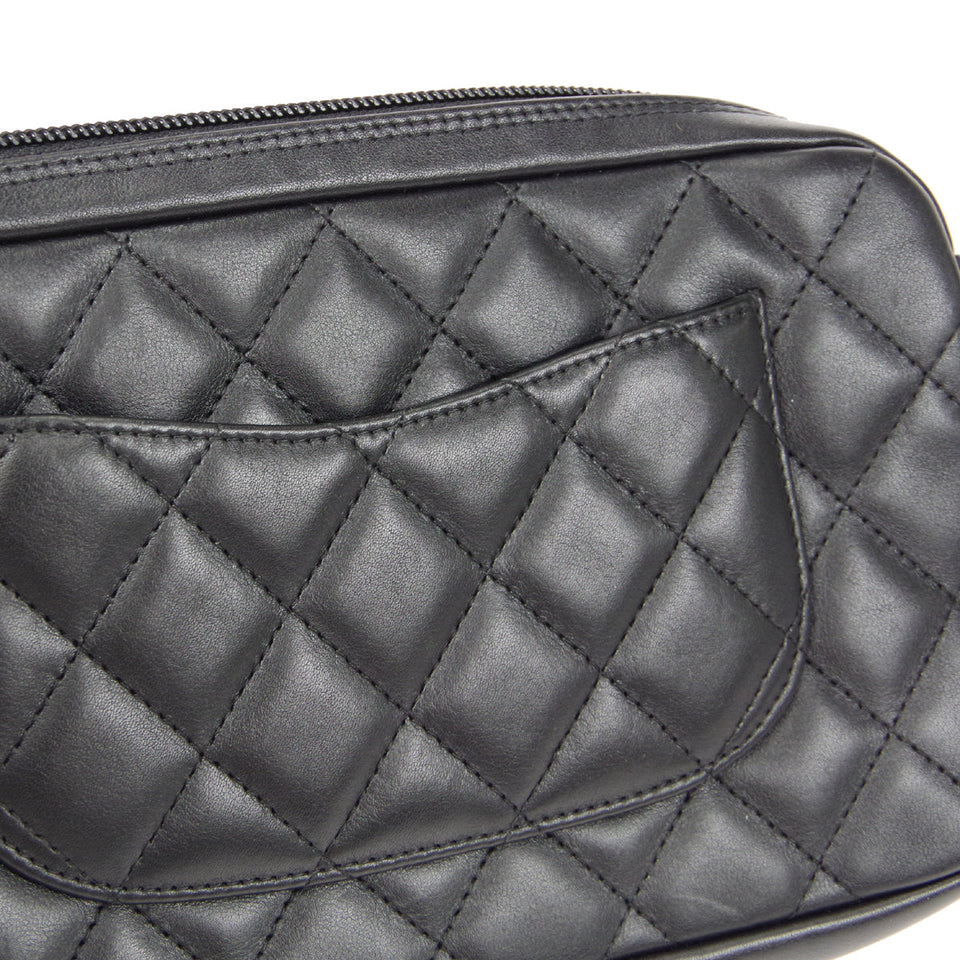 CHANEL Cambon Ligne Handbag Black Calfskin