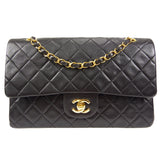 CHANEL Classic Double Flap Medium Shoulder Bag Black Lambskin