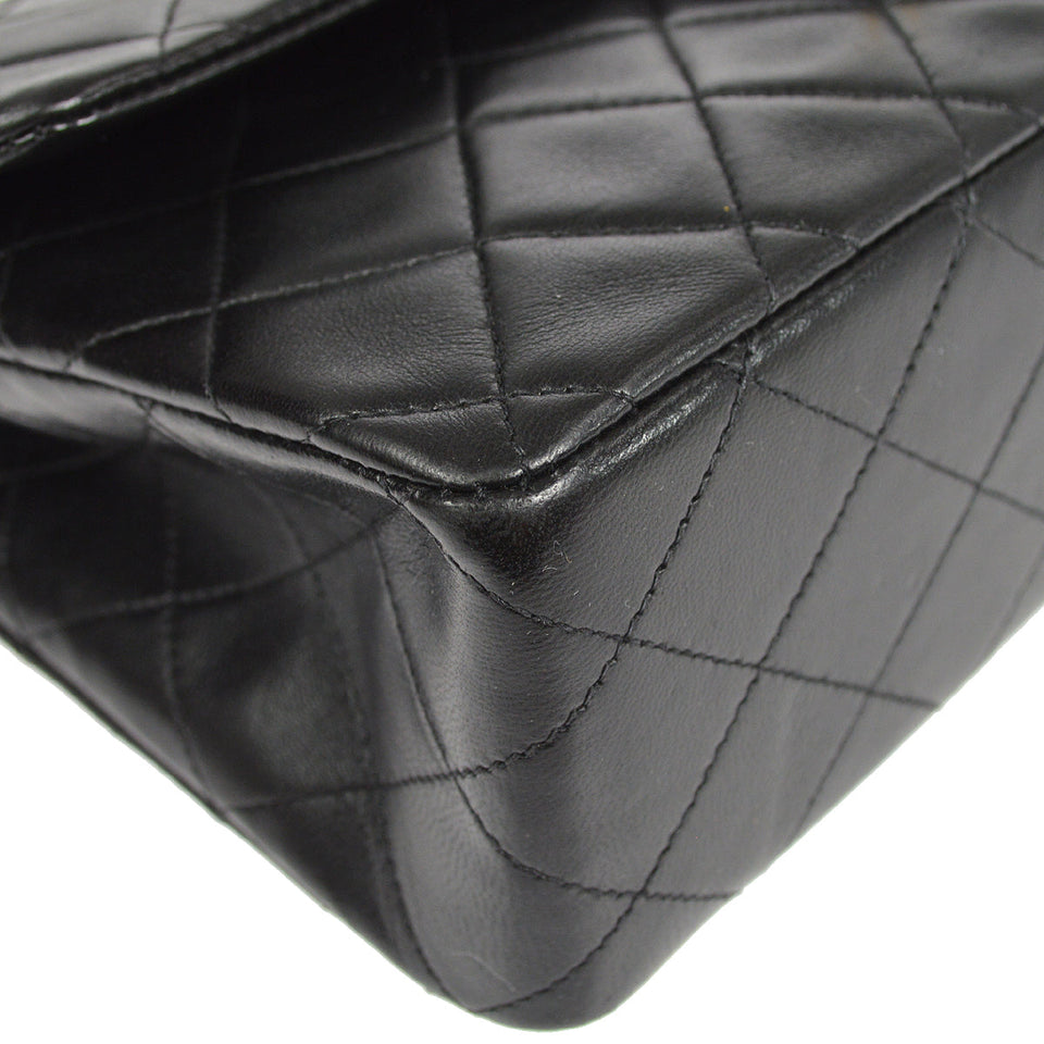 CHANEL Classic Double Flap Medium Shoulder Bag Black Lambskin