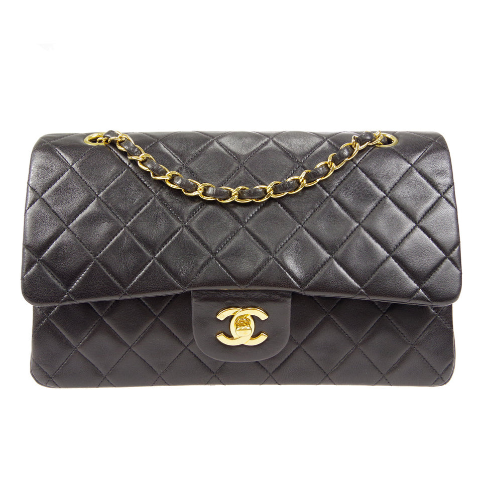 CHANEL 1997-1999 Classic Double Flap Medium Black Lambskin