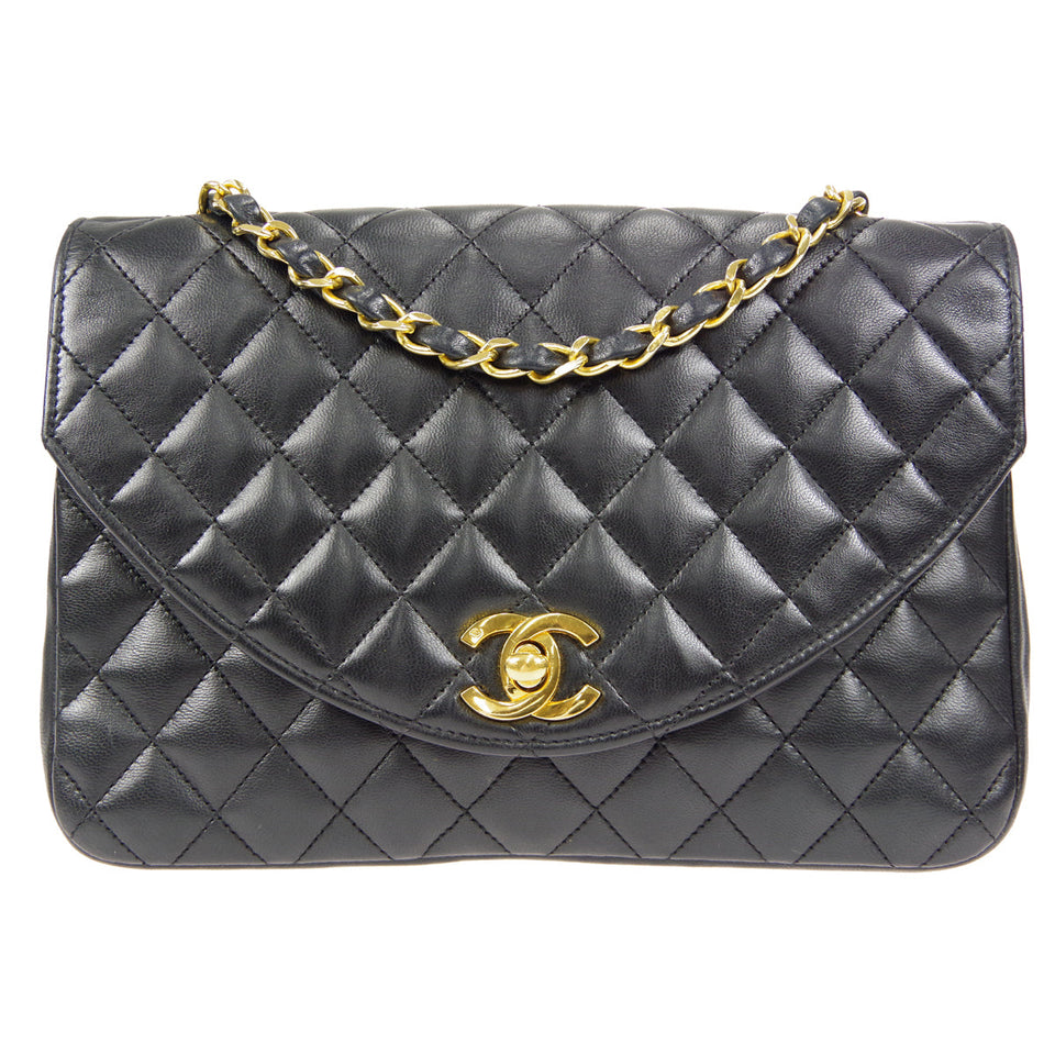 CHANEL Classic Flap Chain Shoulder Bag Black Lambskin