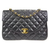 CHANEL Classic Flap Chain Shoulder Bag Black Lambskin
