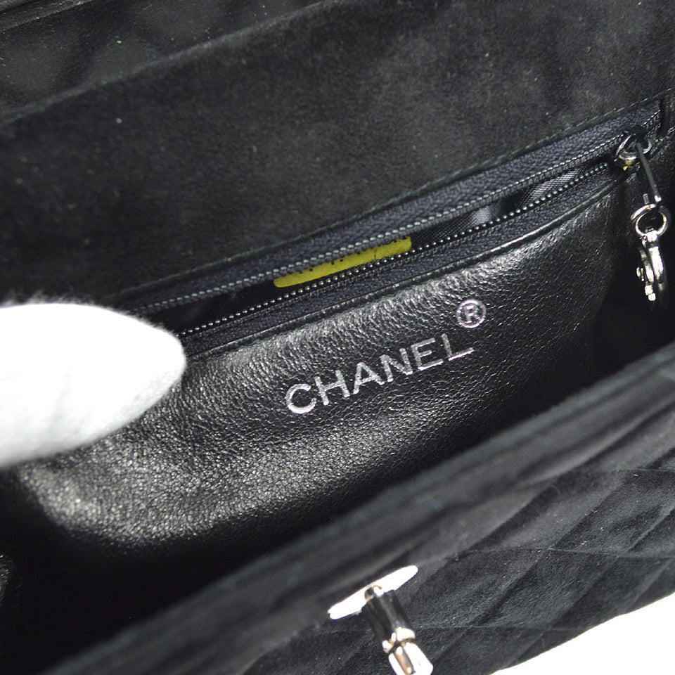 CHANEL Shoulder Bag Black Suede
