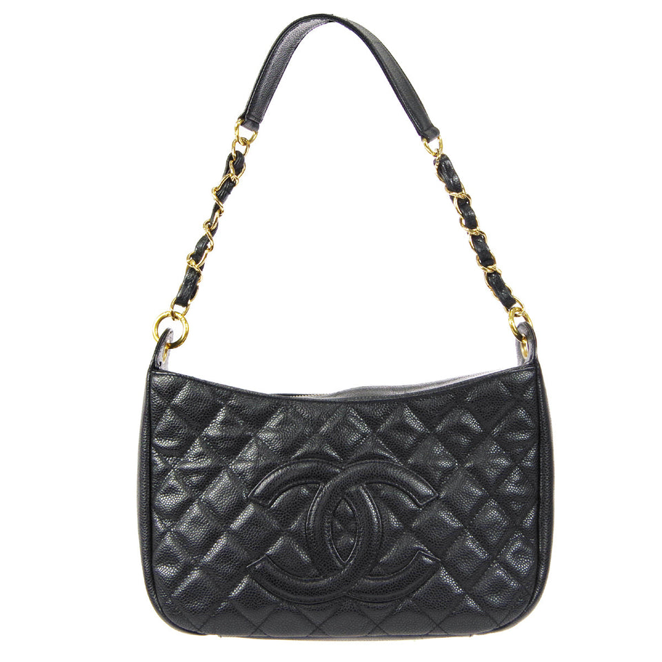 CHANEL Chain Handbag Black Caviar