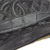 CHANEL Chain Handbag Black Caviar