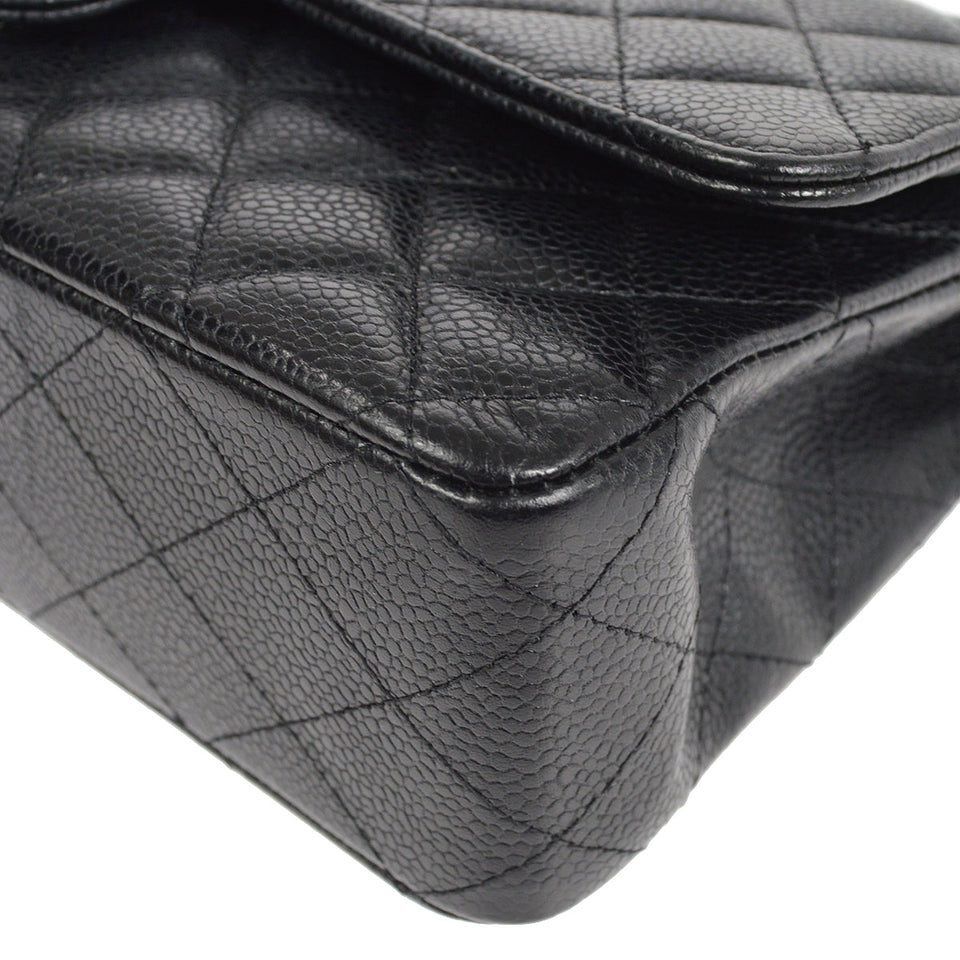 CHANEL Classic Double Flap Medium Shoulder Bag Black Caviar