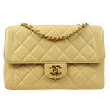 CHANEL Classic Single Flap Medium Shoulder Bag Beige Lambskin