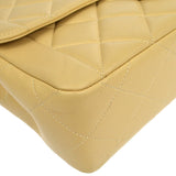 CHANEL Classic Single Flap Medium Shoulder Bag Beige Lambskin