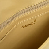 CHANEL Classic Single Flap Medium Shoulder Bag Beige Lambskin