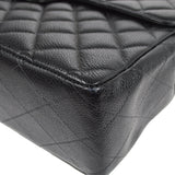 CHANEL Classic Flap Jumbo Double Chain Shoulder Bag Black Caviar
