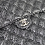 CHANEL Classic Flap Jumbo Double Chain Shoulder Bag Black Caviar