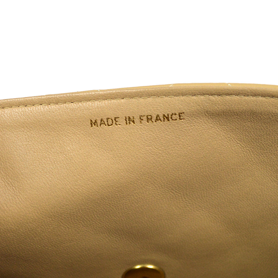 CHANEL Classic Single Flap Chain Shoulder Bag Beige Lambskin