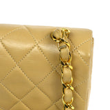 CHANEL Full Flap Chain Shoulder Bag Beige Lambskin