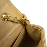 CHANEL Full Flap Chain Shoulder Bag Beige Lambskin