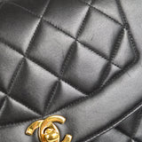 CHANEL Small Diana Chain Shoulder Bag Black Lambskin
