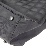 CHANEL Choco Bar Travel Line Tote Handbag Black Jacquard