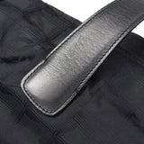 CHANEL Choco Bar Travel Line Tote Handbag Black Jacquard