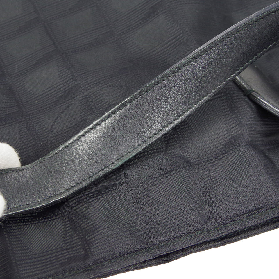 CHANEL Choco Bar Travel Line Tote Handbag Black Jacquard