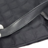 CHANEL Choco Bar Travel Line Tote Handbag Black Jacquard