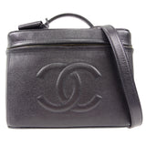 CHANEL 2way Vanity Shoulder Handbag Black Caviar