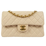 CHANEL 2000-2001 Classic Double Flap Small Pink Beige Lambskin