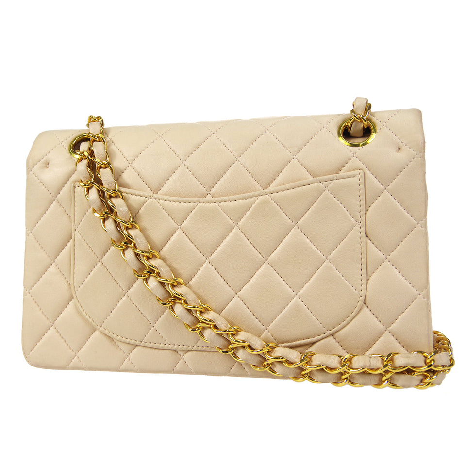 CHANEL 2000-2001 Classic Double Flap Small Pink Beige Lambskin