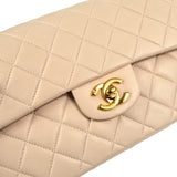 CHANEL 2000-2001 Classic Double Flap Small Pink Beige Lambskin