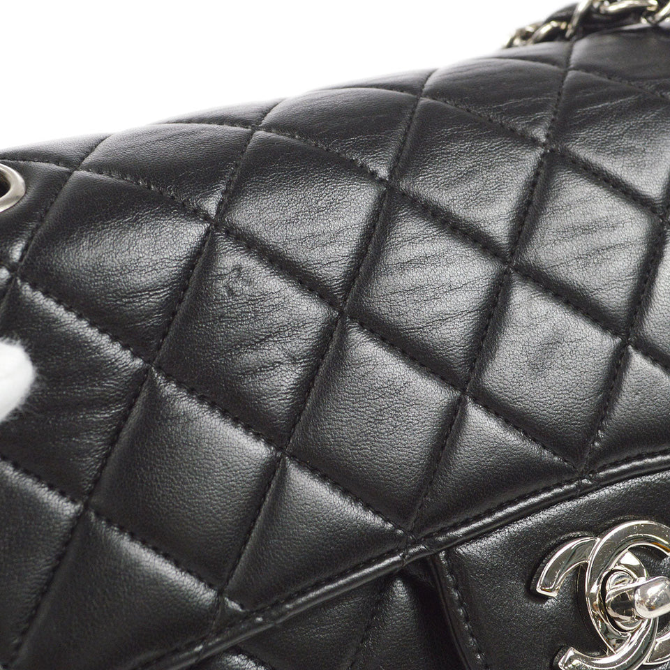 CHANEL Classic Both Side Flap Small Chain Handbag Black Lambskin
