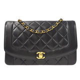 CHANEL Medium Diana Chain Shoulder Bag Black Lambskin