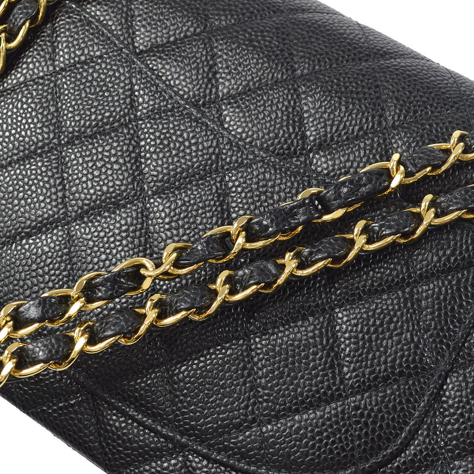 CHANEL Classic Double Flap Medium Shoulder Bag Black Caviar