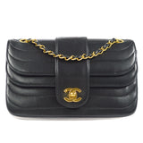 CHANEL Double Chain Shoulder Bag Black Lambskin