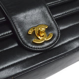 CHANEL Double Chain Shoulder Bag Black Lambskin